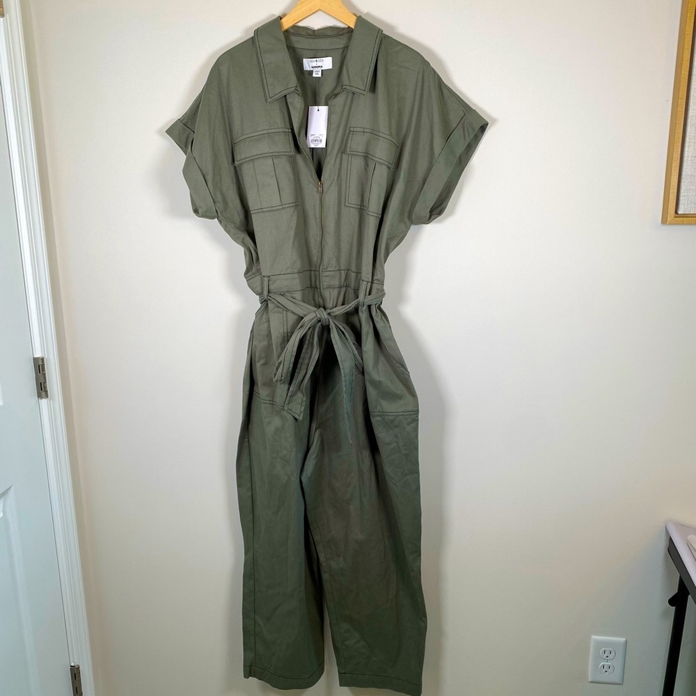 Now + Gen Sonoma Utility Cargo Short Sleeve Jumpsuit Army Green Size XXL 2XL NWT
